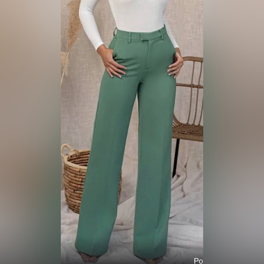 JLUXLABEL Mint Green Wide-Leg Trousers